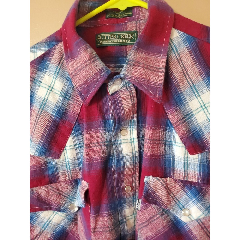Levi's Sutter Creek Pearly Snap Western Flannel Shirt Men's Size L - Picture 3 of 6